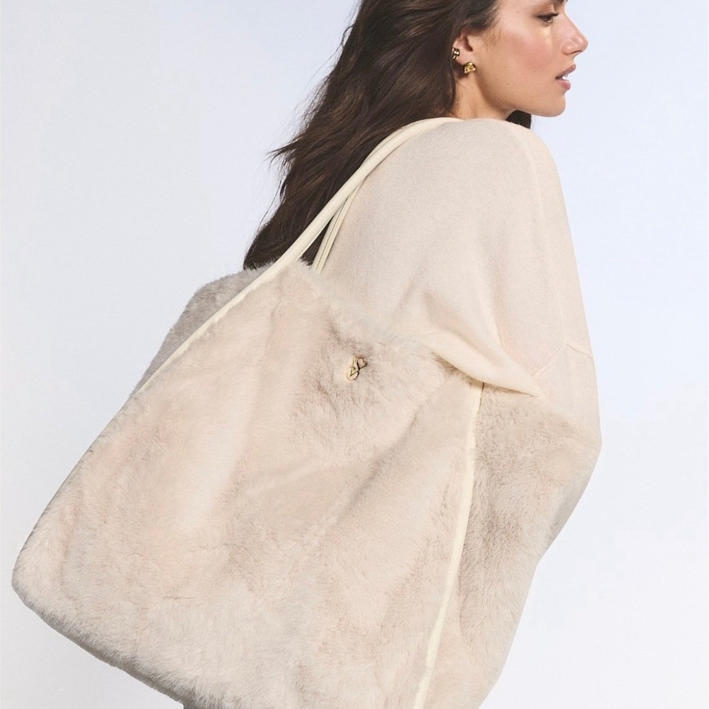 Victoria's Secret Cream Faux Fur Tote